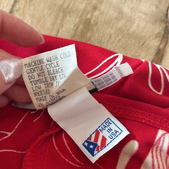 Vintage Red Floral Midi Dress Medium y2k 90s - Picture 7 of 7